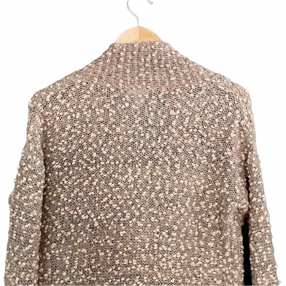 ShuShu Taupe Peach Nubby Boucle Scarf Front Fall Sweater Women’s Size Medium - Picture 6 of 12